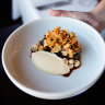 Glazed beef cheek with celeriac purée and Jerusalem artichoke.
