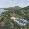 The hilltop  lap pool and Shakti Fitness area at Kamalaya.