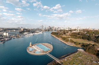 An artist’s impression of a City of Sydney proposal for new harbour-side pool on the Glebe foreshore. 