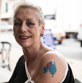 Ina Wagner, 57, shows off her Australia tattoo.