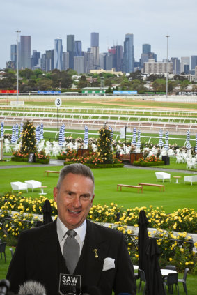 VRC chairman Neil Wilson during a press conference ahead of Derby Day.