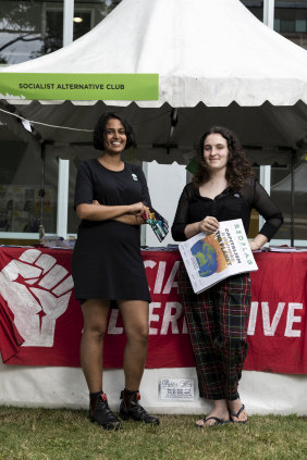 Hersha Kadkol and Meg Cook at the Socialist Alternative booth at UNSW O-Week.