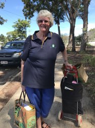 Barbara Wilson says she has to order her groceries after midnight a week ahead in order to have them delivered from the mainland. (Moreton Bay story)