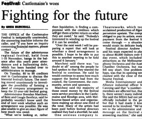 The Age reported on the festival’s woes in 1996.