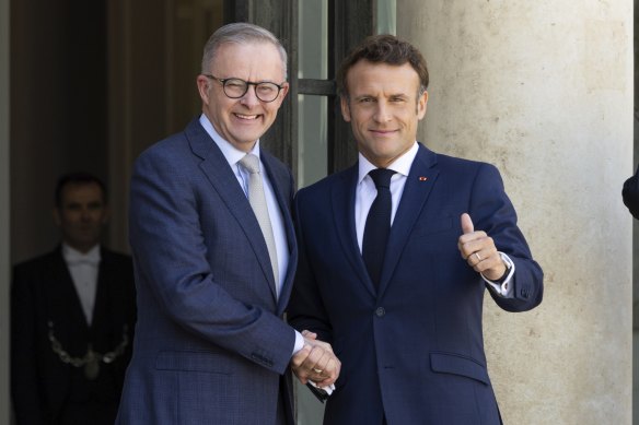 Prime Minister Anthony Albanese and French President Emmanuel Macron.