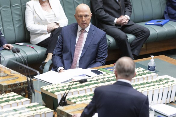 Opposition Leader Peter Dutton and Prime Minister Anthony Albanese spar during  question time.