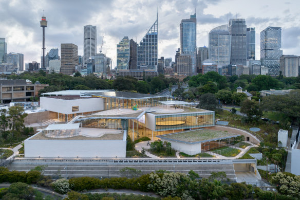 An aerial view of the Sydney Modern addition to the NSW Art Gallery.