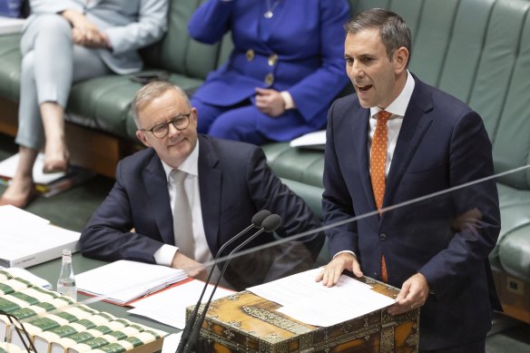Anthony Albanese and Jim Chalmers in their first question time as PM and Treasurer. Chalmers will deliver an update on key economic forecasts on Thursday.