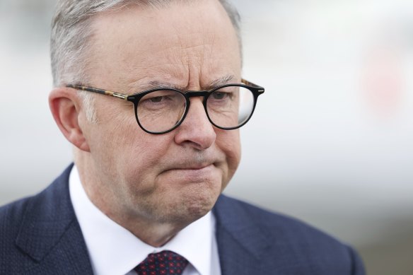 Prime Minister Anthony Albanese addresses the media at a doorstop interview on his arrival back in Australia after a visit to Europe.