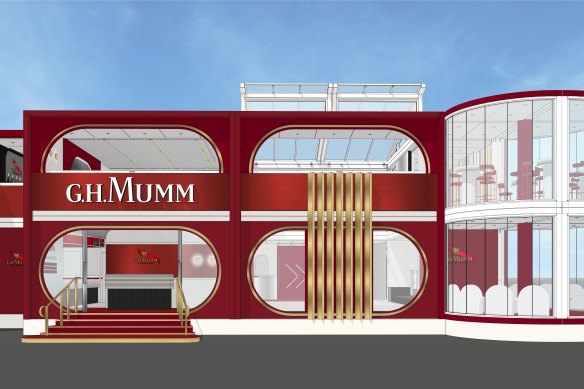 A render of this year’s G.H. Mumm marquee.