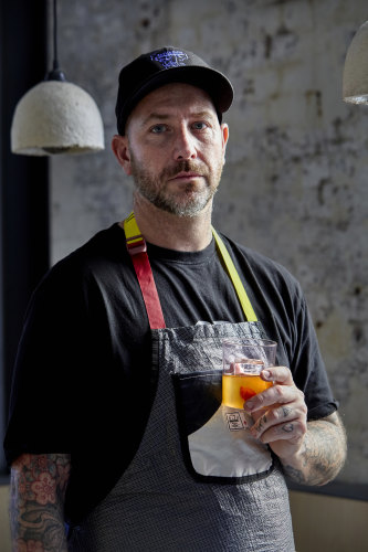 Matt Whiley creates cocktails 
from surplus produce at Sydney bar, Re. “We’re starting conversations,” he says.