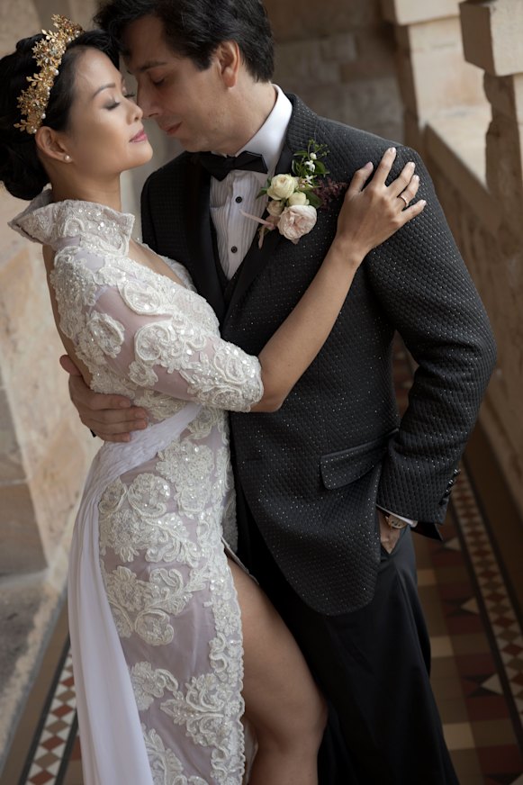 Pali and Marcelo Delgado on their wedding day in November 2019.
