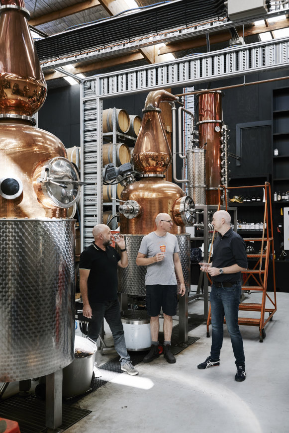 Four Pillars Gin’s (from left) Stu Gregor, Cameron Mackenzie and Matt Jones remortgaged their houses and took on multiple investors to start their venture.