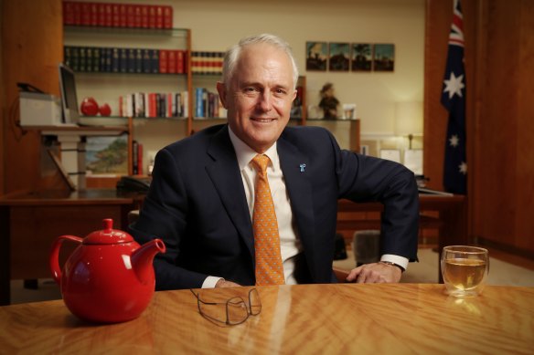 Then prime minister Malcolm Turnbull in the PM's suite at Parliament House in September 2016.