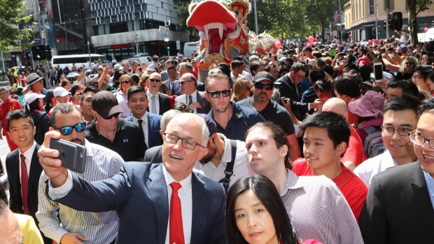 Malcolm Turnbull at Chinese New Year festivities in Melbourne on Sunday.