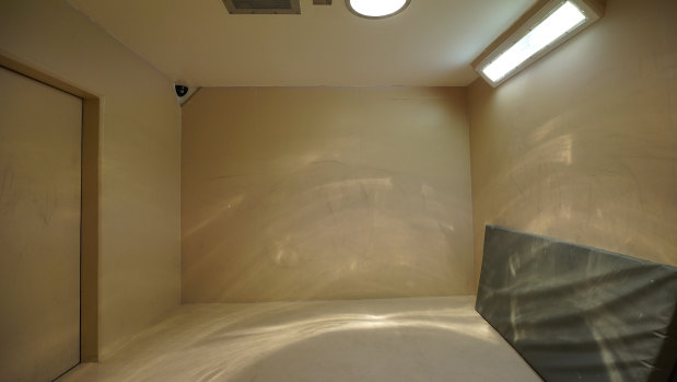 A padded cell in Brisbane Women's Correctional Centre. Human Rights Watch documented at least three cases of female prisoners who were kept in windowless, perpetually lit, padded cells for several consecutive days, and in one case for over a month. 