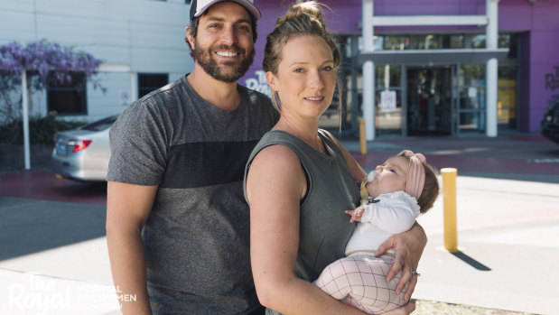 Rachael and Jonathan Casella, with baby Mackenzie.