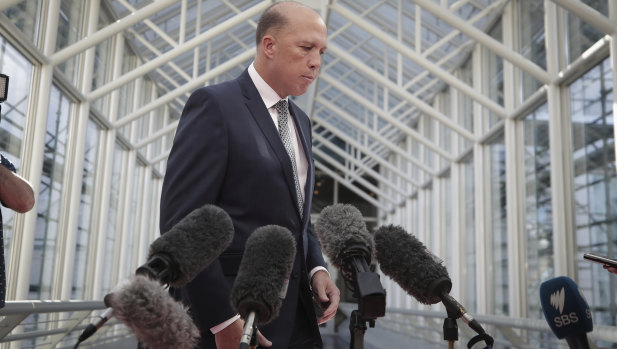 "Sticks in the craw": Home Affairs Minister Peter Dutton escalated the attacks on Bill Shorten on Thursday. 