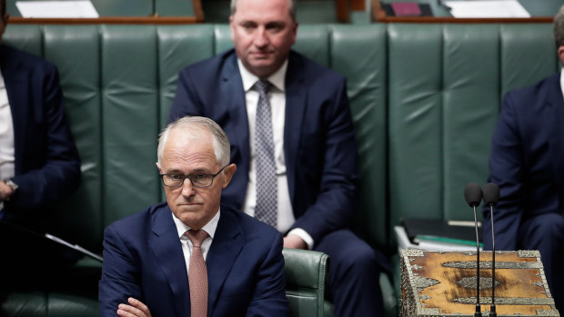 Barnaby Joyce and Malcolm Turnbull in Parliament last week.