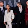 David Beckham, Victoria Beckham, Brooklyn Beckham and Nicola Peltz at the premiere of the Netflix docuseries “Beckham” in London on October 3, 2023. Brooklyn alleged this week that his parents had tried to control his life and ruin his marriage. 