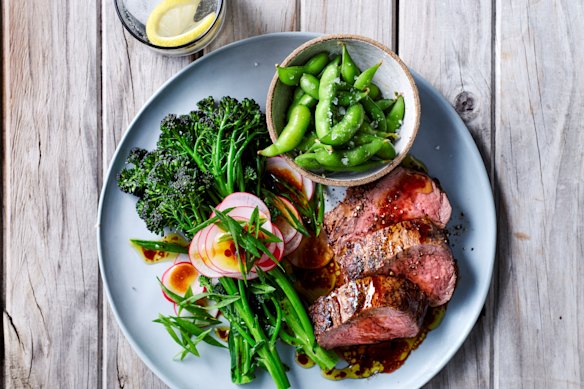 The sticky soy dressing goes equally well on pork tenderloins or chicken breasts.