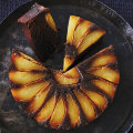 Helen Goh’s pear and molasses cake served with creme fraiche.