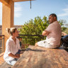 Toutai Kefu with his wife Rachel at their Brisbane home in 2021.