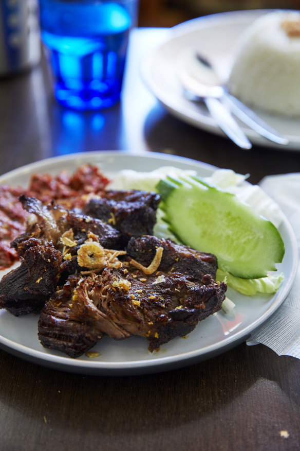 Shalom’s marinated steak with fresh chilli sambal.