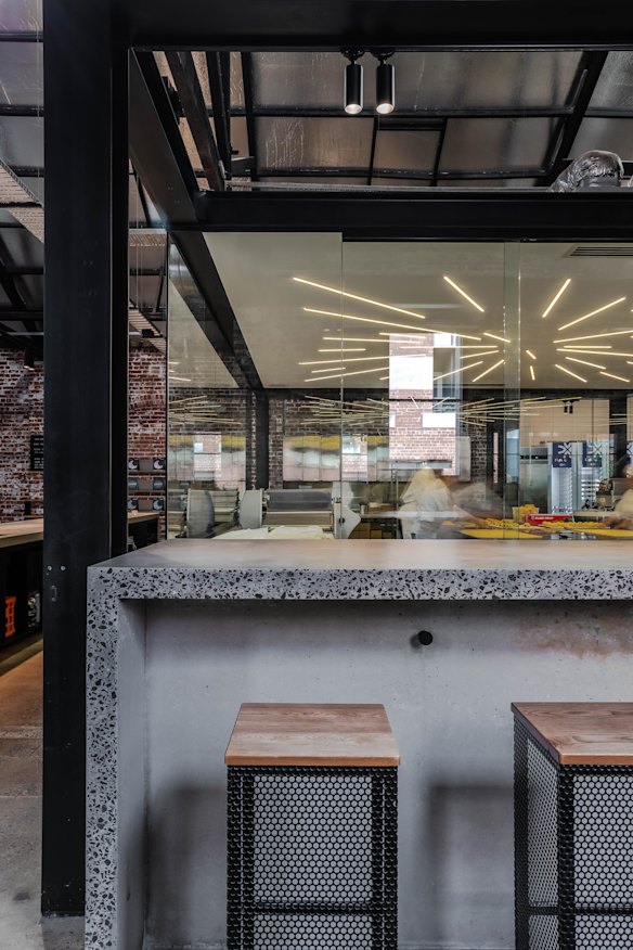 Diners at Lune Lab’s counter seating look directly into Lune’s climate-controlled croissant kitchen.