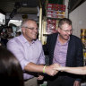 Prime Minister Scott Morrison and Reid MP Craig Laundy campaign at Strathfield Square, Sydney 