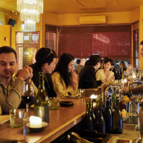 The bar has a spacious counter. 