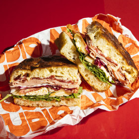 Fried mozzarella sandwich.