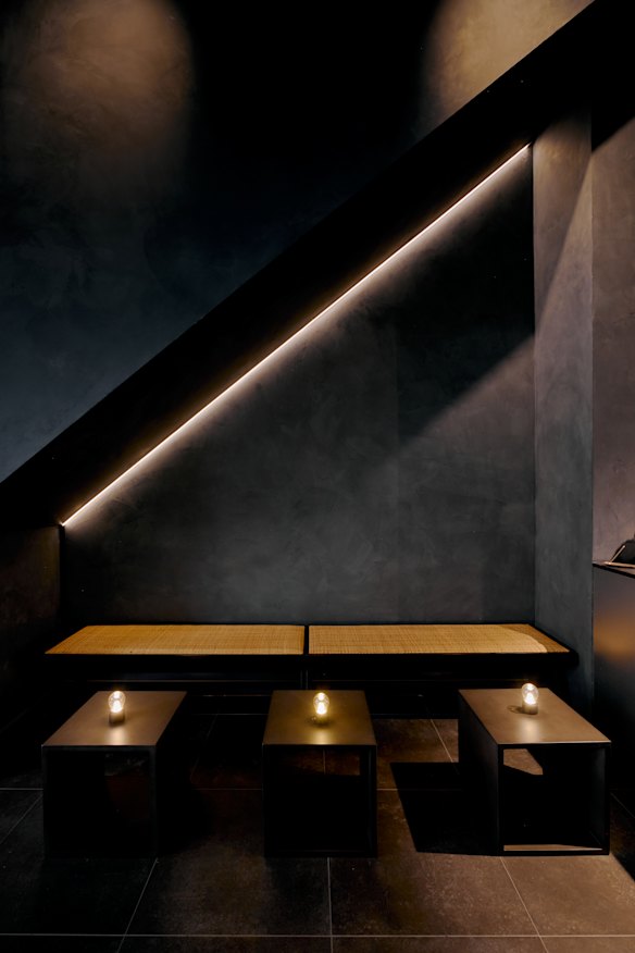 Inside the moody cocktail bar.