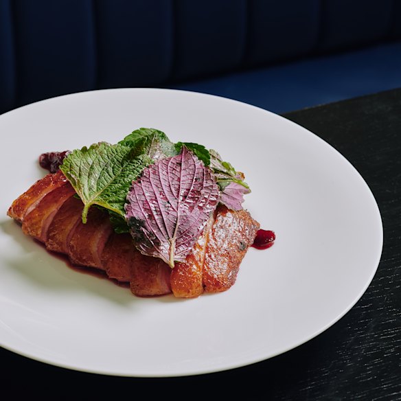 Dry-aged duck with smoked rainforest plum sauce at Infinity. 
