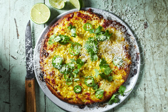 It’s Mexican street corn in pizza form. 