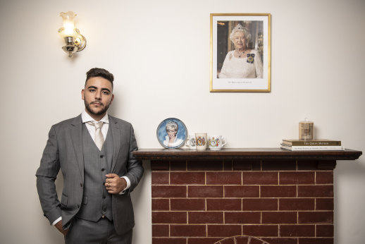 Young monarchist Daniel Lahood, 20, at his home in Ashbury.