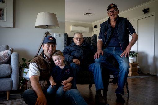 Home on the farm: Brodie, Eddie, Phil and Peter Collins.