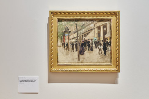 Jean Beraud’s Le Boulevarde Montmartre, in front of the Theatre des Varietes, in the afternoon, c. 1885.