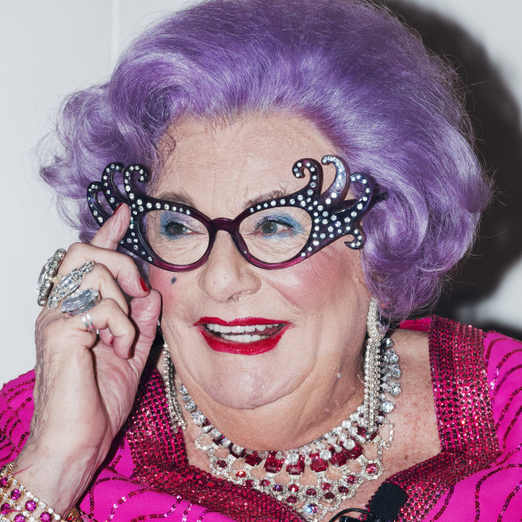 Barry Humphries as Dame Edna Everage in Sydney in 2019.
