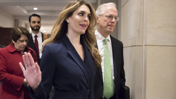 Hope Hicks, one of President Trump's closest aides, declined to answer questions about the presidential transition or her time in the White House.