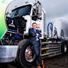Janus Electric CEO Ian Campbell with an electric battery-powered truck.