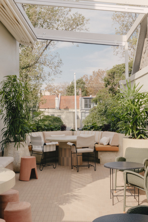 The rooftop terrace.