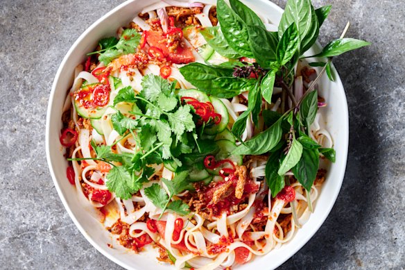 Pork noodle salad with grapefruit and chilli dressing is good light meal option.