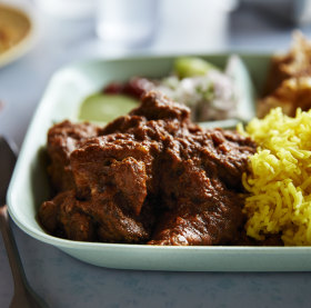 Pork vindaloo plate.