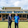 Carina Leagues Club CEO Adam Wiencke and Cleveland Bowls Club Chairman Darryl McConochie at Cleveland Bowls Club.