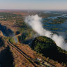 Flying over Victoria Falls.