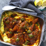 Neil Perry’s braised chicken with olives and almonds makes the best leftovers.