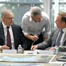Prime Minister Anthony Albanese with Mike Kaiser (centre) and then-Queensland premier Steven Miles in December 2023.