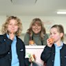 Mum Sally Wighton uses the canteen at Rowville Primary School once a week and is impressed with the healthy options for her children Finley, 9, and Edith, 7.