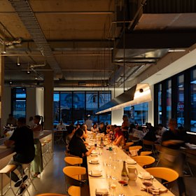 Inside the sleek new space.